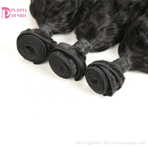 Free Sample 100% Virgin Unprocessed Hot Selling Wholesale Cheap Remy  Indian  Natural Wave Hair Bundles with Closure